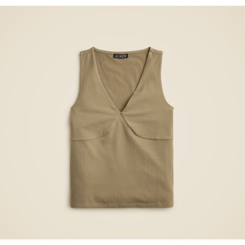 J. Crew Khaki Green V-Neck Sleeveless Top